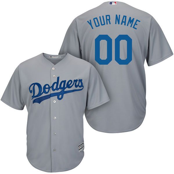 Men Los Angeles Dodgers Majestic Gray Road Alternate Cool Base Custom MLB Jersey